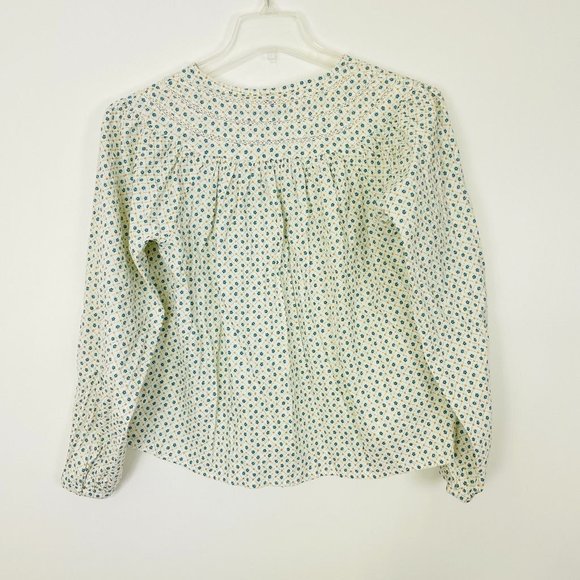 Universal Thread Women Top Large L Long Sleeve Tie Front Blouse White Floral New - Picture 5 of 8